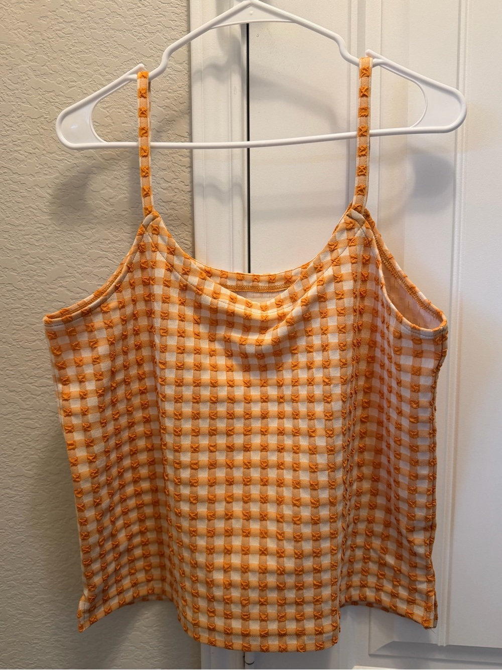 Madewell Orange Gingham Spaghetti Strap Women's Tank Top